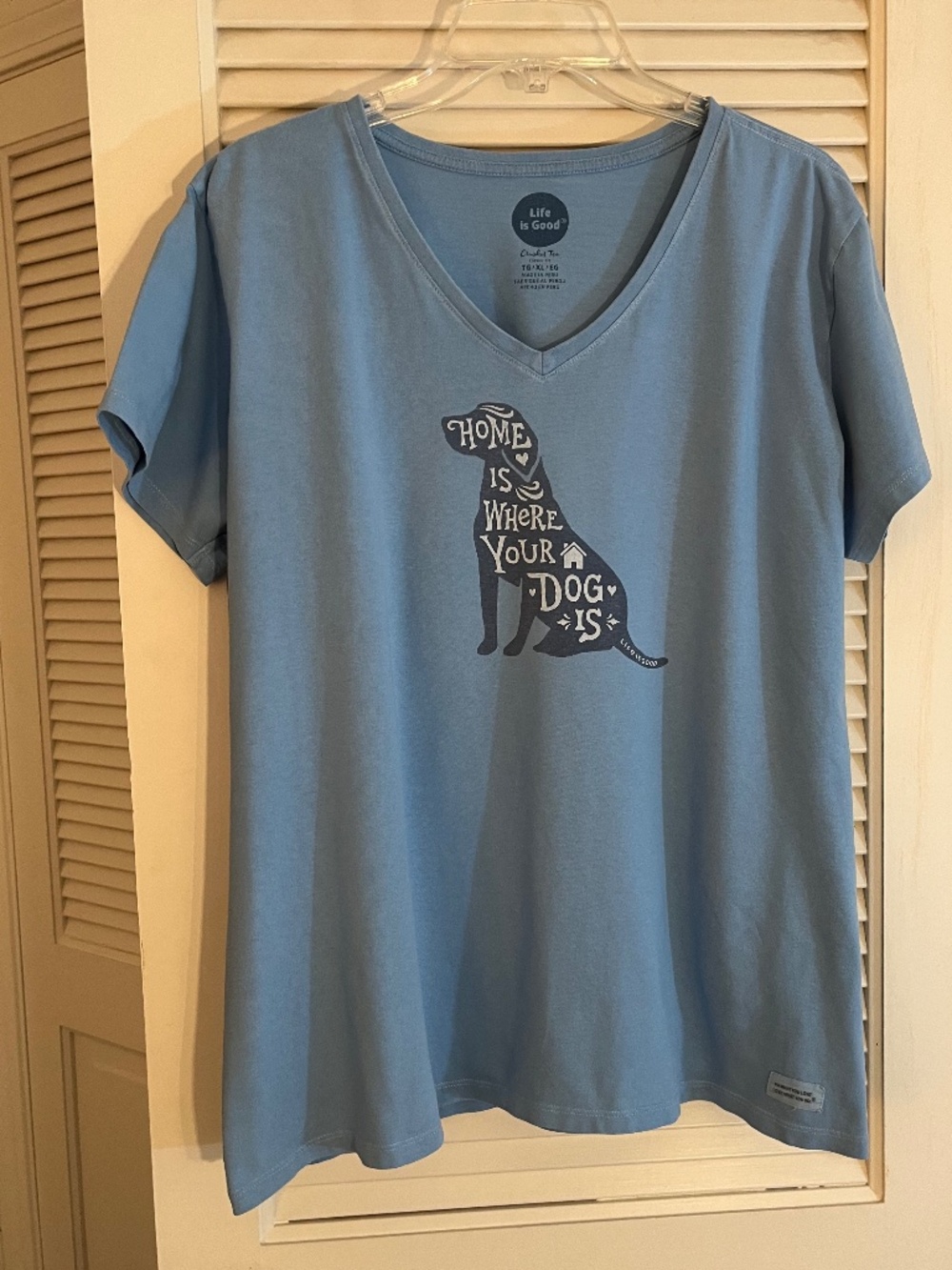 Life Is Good "Home Is Where Your Dog Is" Blue Cotton Tee Size XL - Picture 8 of 8